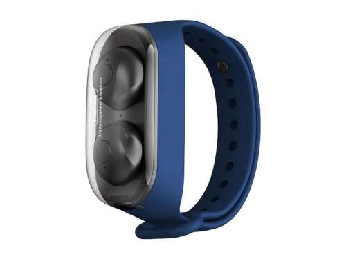 Bezdrátová stereo sluchátka REMAX TWS-15 s dokovací stanicí v smartband blue