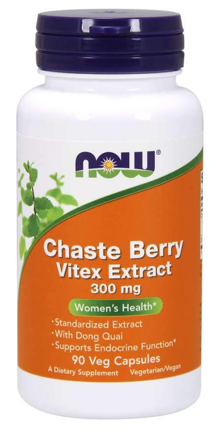NOW Foods NOW Chaste Berry Vitex Extract (Drmek obecný), 300 mg x 90 rostlinných kapslí