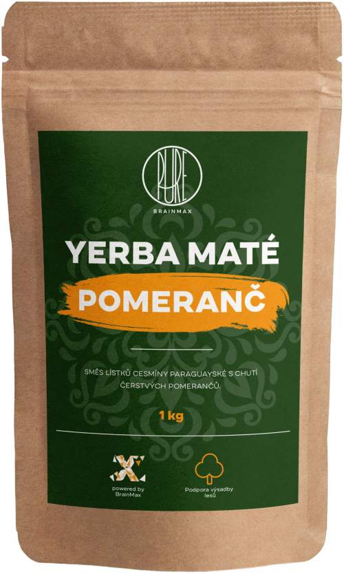BrainMax Sypaný čaj Pure Organic Yerba Maté Pomeranč 1000 g