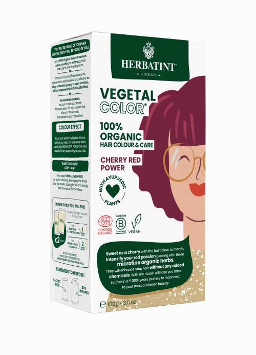 HERBATINT VEGETAL COLOUR Bio rostlinná barva na vlasy CHERRY RED POWER 100 g