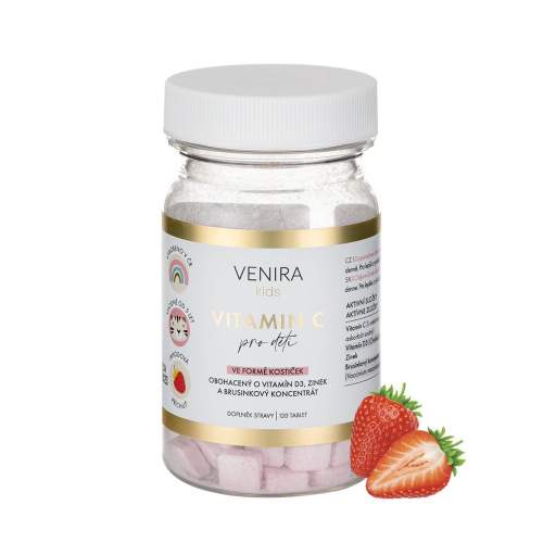 Venira kids Vitamin C pro děti jahoda kostičky 120 ks