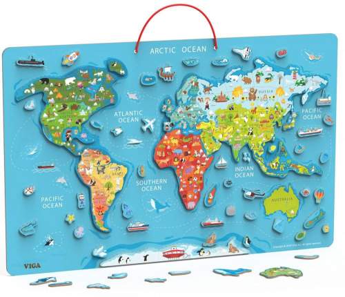 Viga Dřevěná mapa světa s tabulí
