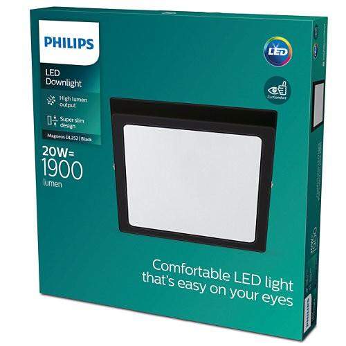 Philips LED Stropní přisazené svítidlo Magneos 8719514328822 20W 1900lm 2700K IP20 28,5cm hranaté černé