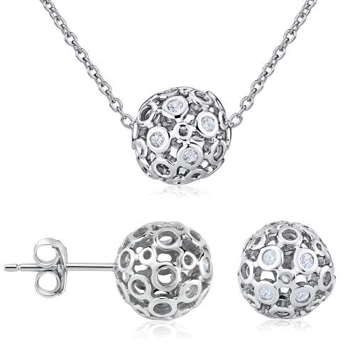 Silvego Set stříbrných šperků ALLURA náušnice a náhrdelník JJJS855