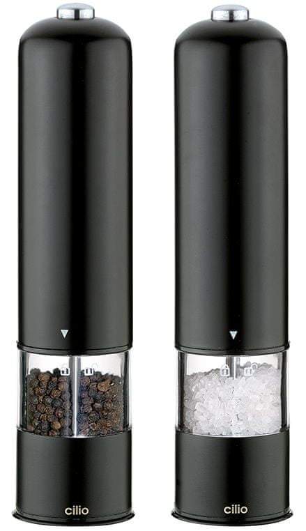 Cilio Elektrický mlýnek na pepř a sůl BERGAMO černá