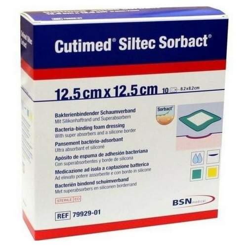 Cutimed Siltec Sorbact 12.5x12.5cm antimik.kr.10ks