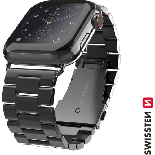 SWISSTEN kovový řemínek Pro Apple Watch 42-44 mm černý