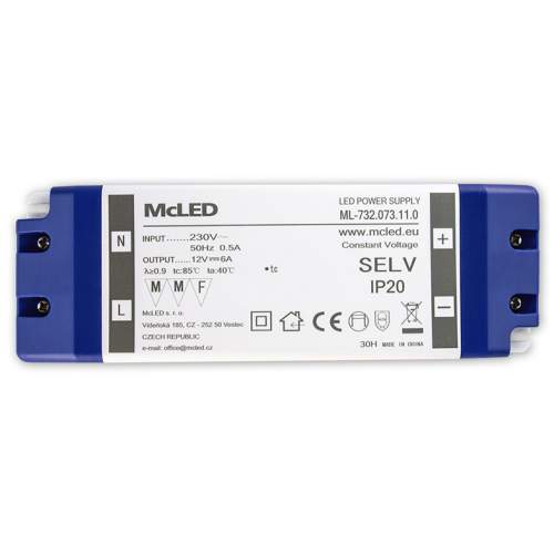 Mcled zdroj napáj. 72w 12vdc 6a ML