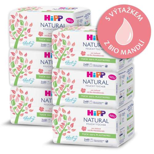 HiPP Babysanft Čistící vlhčené ubrousky Natural 6 x 2 x 60 ks