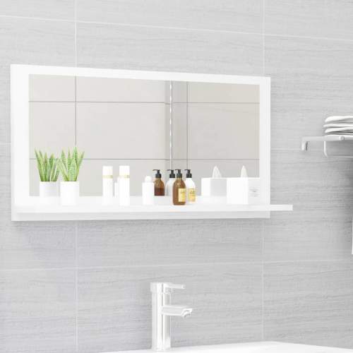 zahrada-XL Koupelnové zrcadlo bílé vysoký lesk 80x10,5x37 cm dřevotříska
