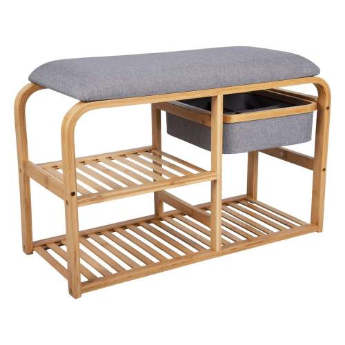 Select Time Bambusová lavice Origo se sedákem a přihrádkami, 69,5 cm