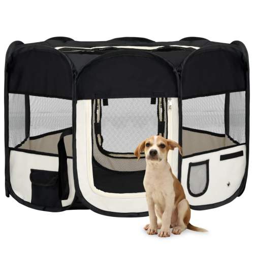 zahrada-XL Skládací ohrádka pro psy s taškou černá 110 x 110 x 58 cm