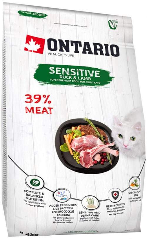 ONTARIO Cat Sensitive / Derma - 2 kg