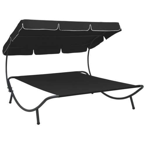 zahrada-XL Zahradní postel s baldachýnem černá