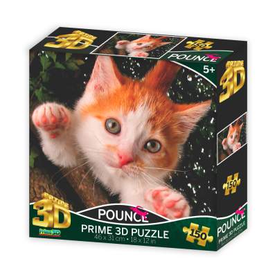 PRIME 3D Puzzle Skákající kočka: Jennifer 3D 150 dílků