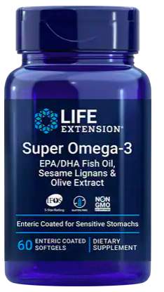 Life Extension Super Omega-3 EPA/DHA Fish Oil, Sesame Lignans & Olive Extract 60 ks, měkké gelové tablety