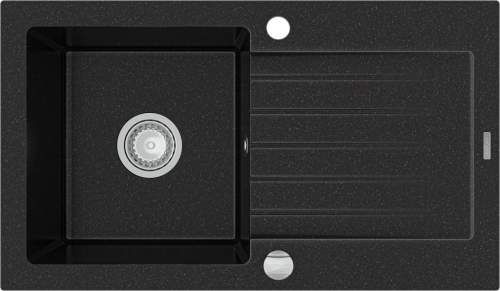 MEXEN Pablo granitový dřez 1 s odkapávačem černá / stříbrná metalíza 6510751010-73