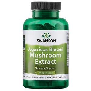Swanson Agaricus Blazei Mushroom Extract 90 ks vegetariánská kapsle, 500 mg