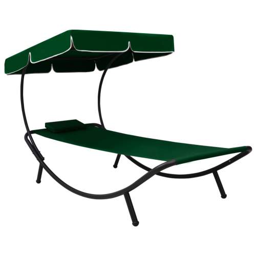 VIDA zahrada-XL Zahradní postel s baldachýnem a polštářem zelená