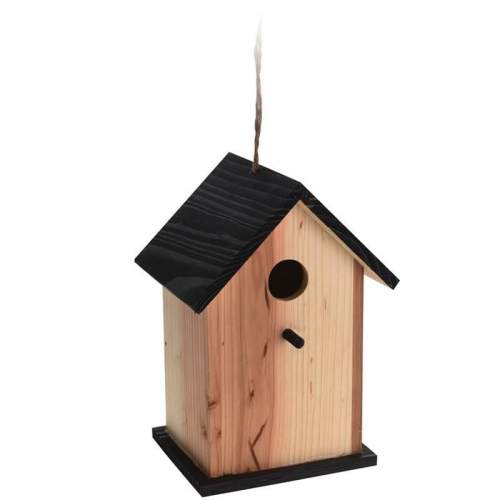 MAT Dřevená ptačí budka, černá střecha, 22 cm