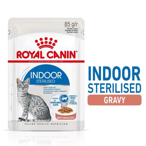 Royal Canin Indoor Sterilised In Gravy Pouch 12x85g