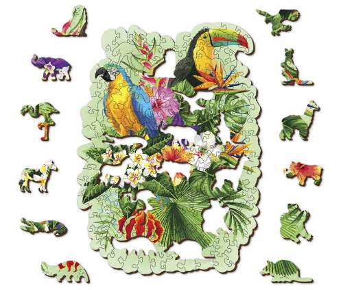 Dřevěné puzzle M 160 dílků - Ptáci v tropech