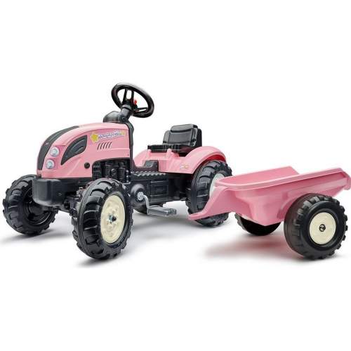 Traktor šlapací County Star s valníkem růžový