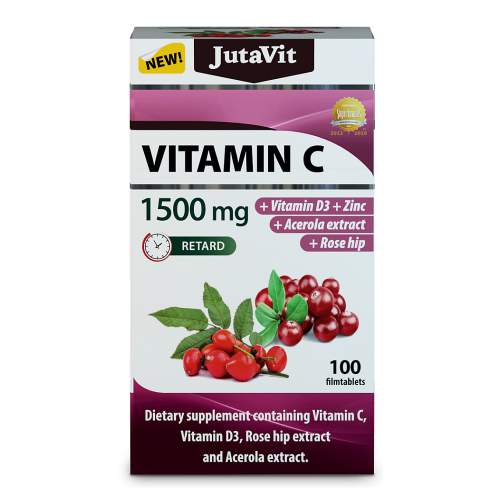 JUTAVIT Vitamin C 1500 mg s vitaminem D3 400IU zinkem šípky a extraktem z aceroly 100 tablet