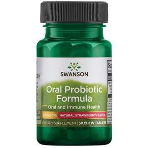 Swanson Oral Probiotic Formula Jahoda 30 ks žvýkací tablety, 3 Billion CFU