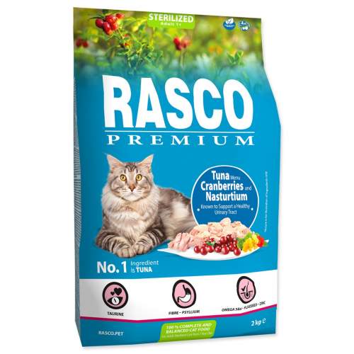 RASCO Premium Cat Kibbles Sterilized, Tuna, Cranberries, Nasturtium - 2 kg