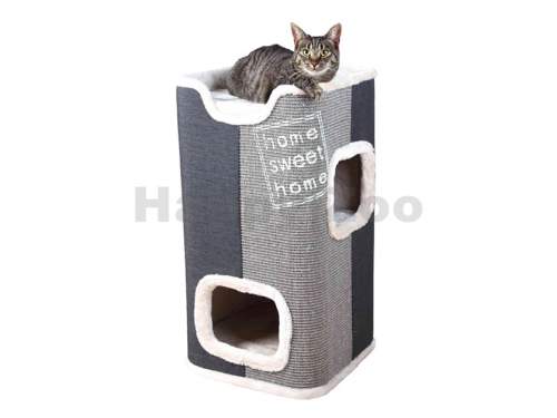 Cat Tower JORGE s odpočívadlem, šedá s béžovou kožešinou 78 cm