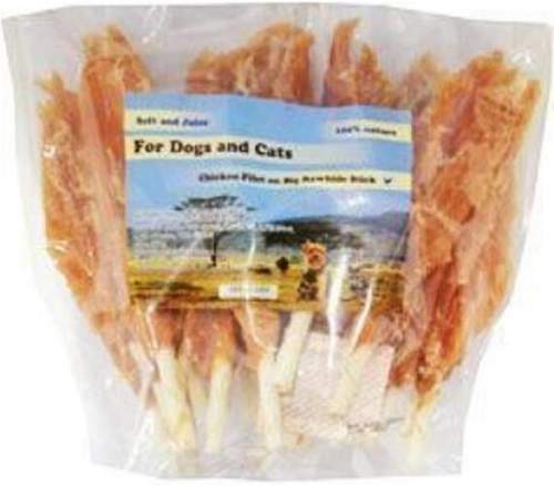 For Dogs and Cats Pochoutka Kuřecí filety na tyčce z buvolí kůže18cm500g
