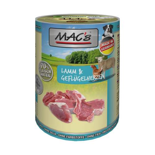 MAC's DOG jehněčí maso a drůbeží srdce 6× 400 g