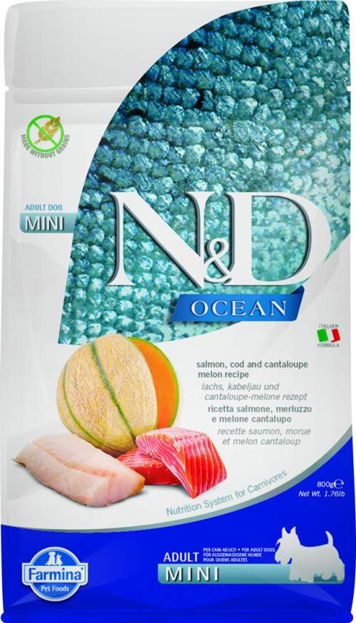 N&D OCEAN DOG Adult Mini Salmon & Cod & Melon, losos, treska, meloun800g