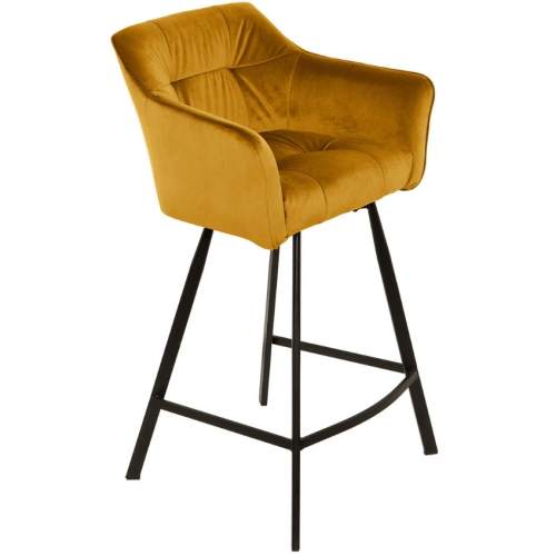 Noble Home Hořčicově žlutá sametová barová židle Lavio 100 cm