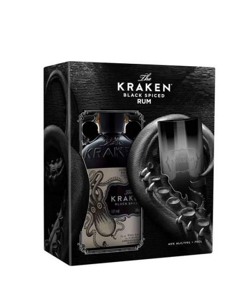 Kraken Black Spiced, Gift Box se sklenicí, 40%, 0,7l