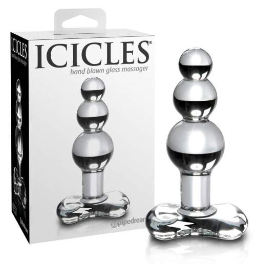 ICICLES Pipedream  No. 47 - skleněný anální kolík se třemi kuličkami (průhledný)