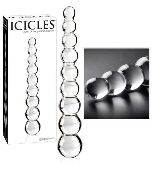 ICICLES Pipedream  No. 2 - skleněné kuličková dildo (průsvitné)