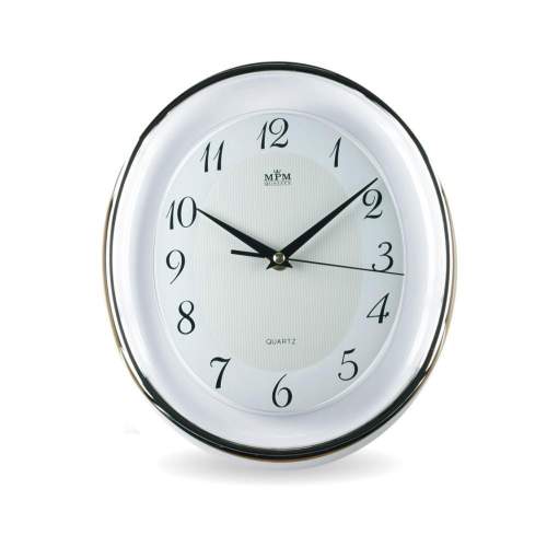MPM stříbrné oválné nástěnné hodiny MPM E01.2448