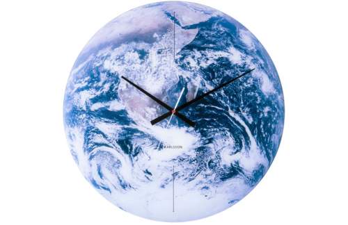 KARLSSON Nástěnné hodiny Earth  modrá