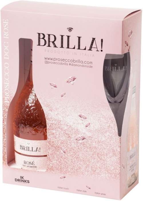 Brilla Rosé Spumante Extra Dry + 2 sklenice, 0,75l