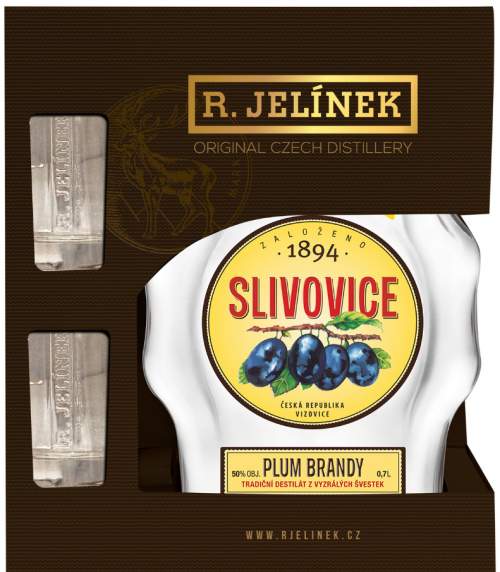 R.Jelínek Slivovice 0,5l 45% + 2x sklo GB