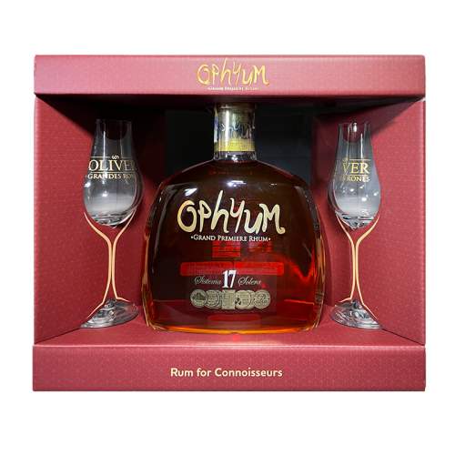 Oliver & Oliver Ophyum 17 anos Rum + 2 skleničky, 40%, 0,7l