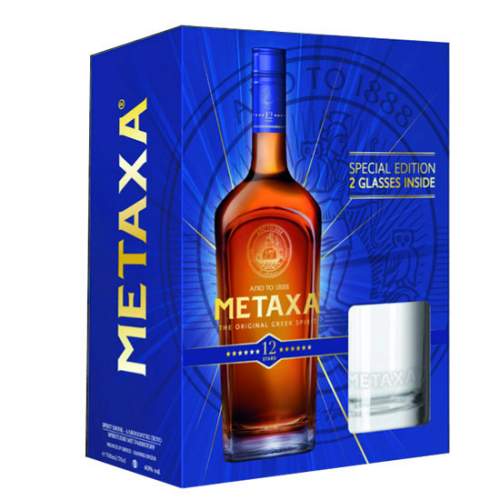Metaxa 12* 0,7l 40% + 2 skleničky