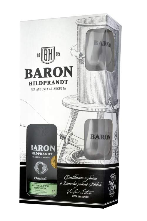 Baron Hildprandt ze zralých hrušek + 2 skleničky, 40%, 0,7l