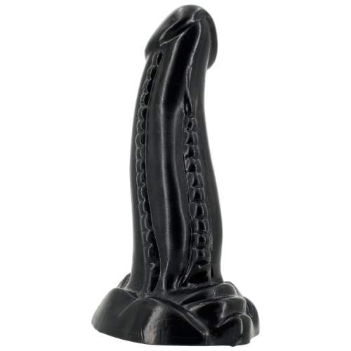 Monster Toys Loch Ass Dildo, černé vinylové dildo 18 x 4–5,2 cm