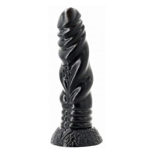 Monster Toys Whisper, černé vinylové dildo 20 x 4,2–5 cm