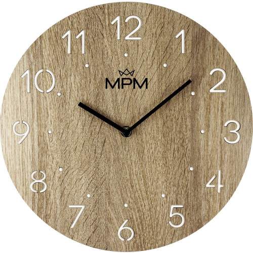 MPM Dřevěné nástěnné hodiny MPM Dotted