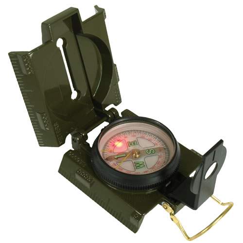 MIL-TEC Kompas US kovové tělo a LED osvětlení ZELENÝ