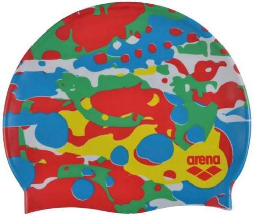 ARENA Plavecká čepice Print Camouflage Junior Modro/červená